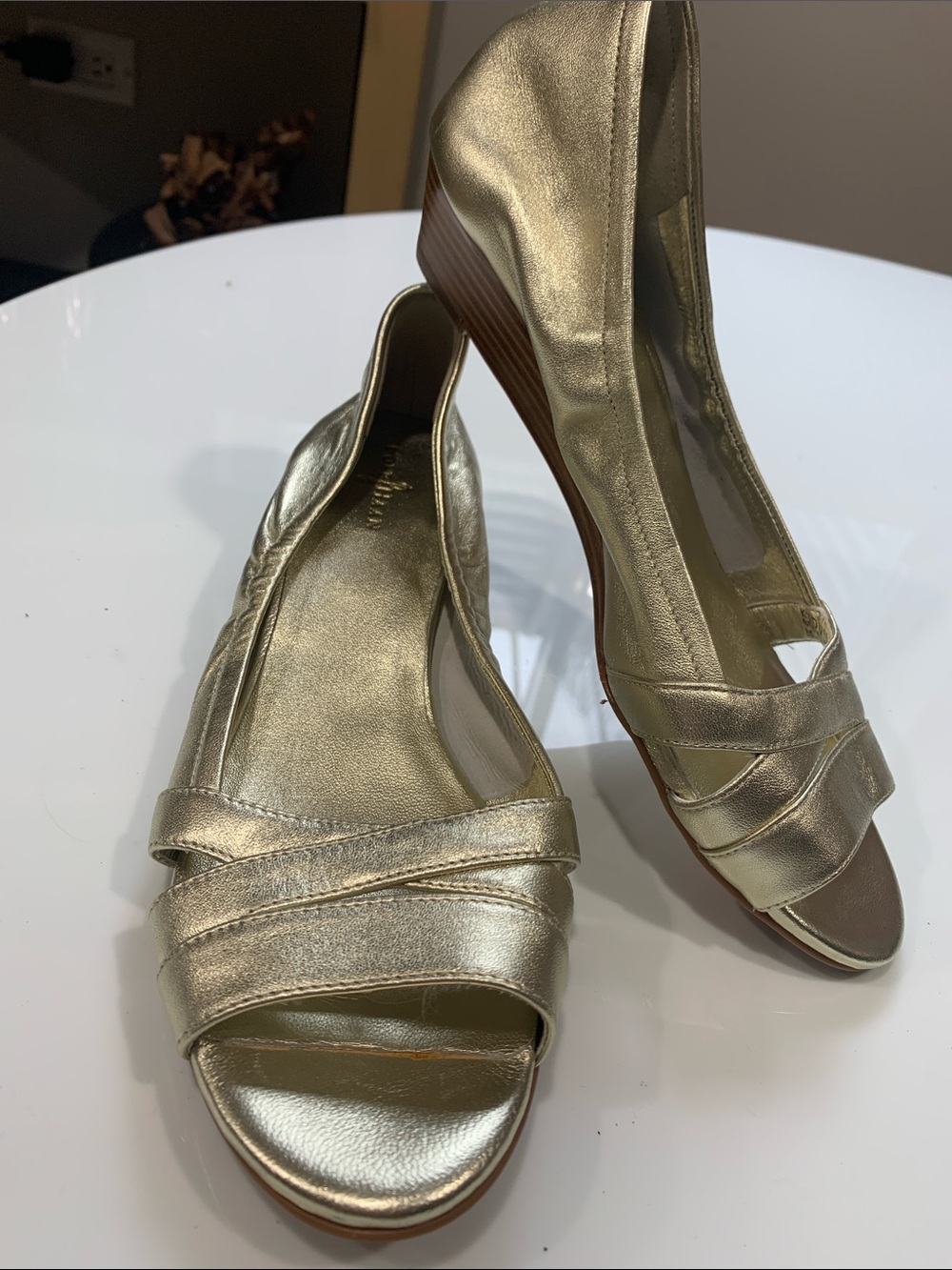 Metallic Gold Open-Toe Wedge Sandals for Women